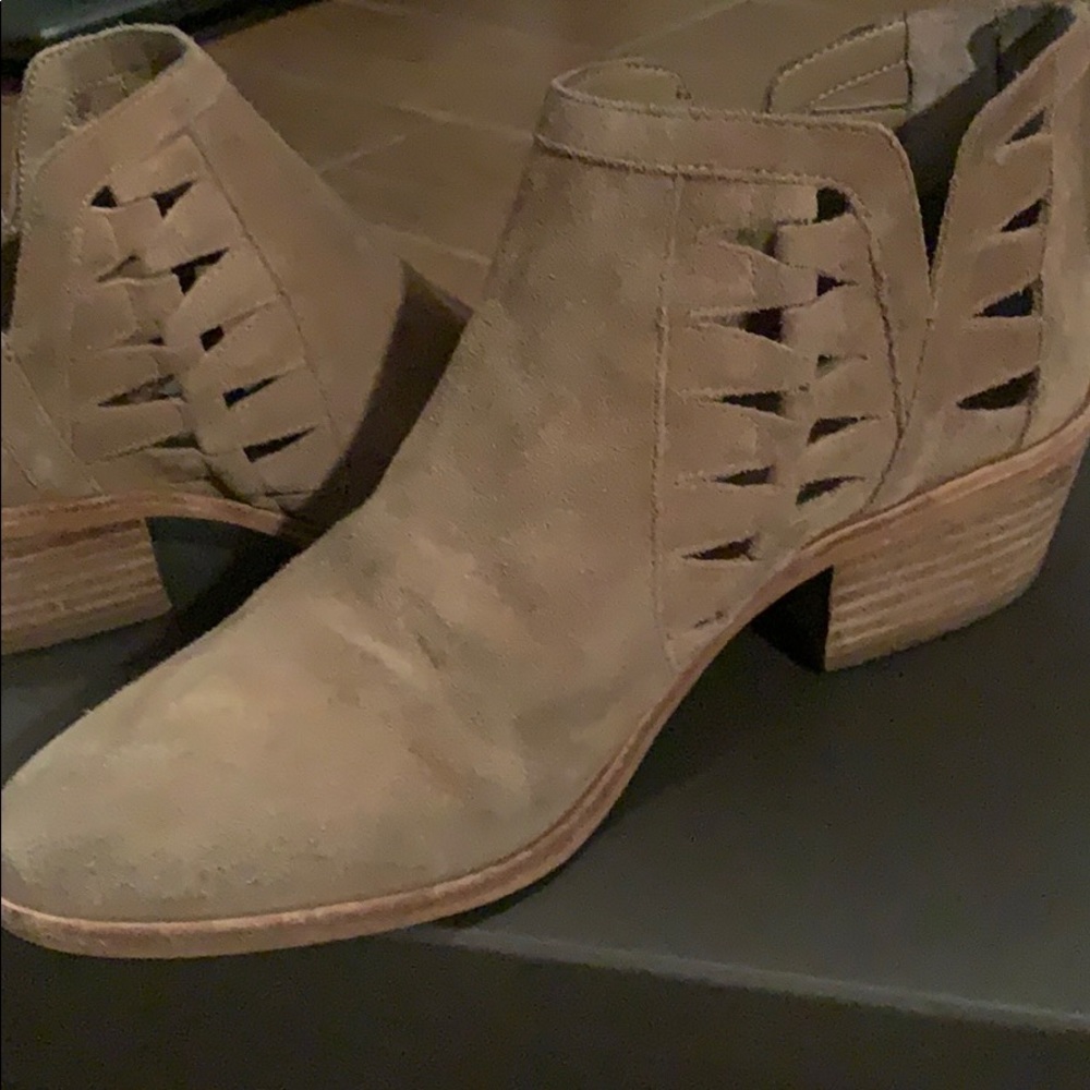 Tab suede booties